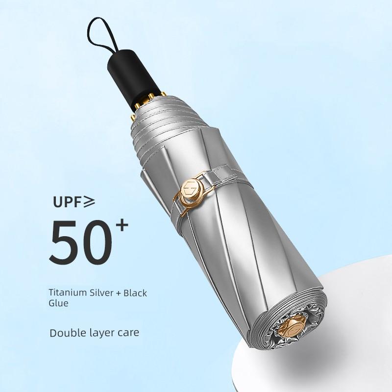 Sun Umbrella Women Super Sun Protection UV Protection Double-Layer Silver Glue Sunshade Umbrella Umbrella Retro Style Rain Or Shine Dual-Use Folding