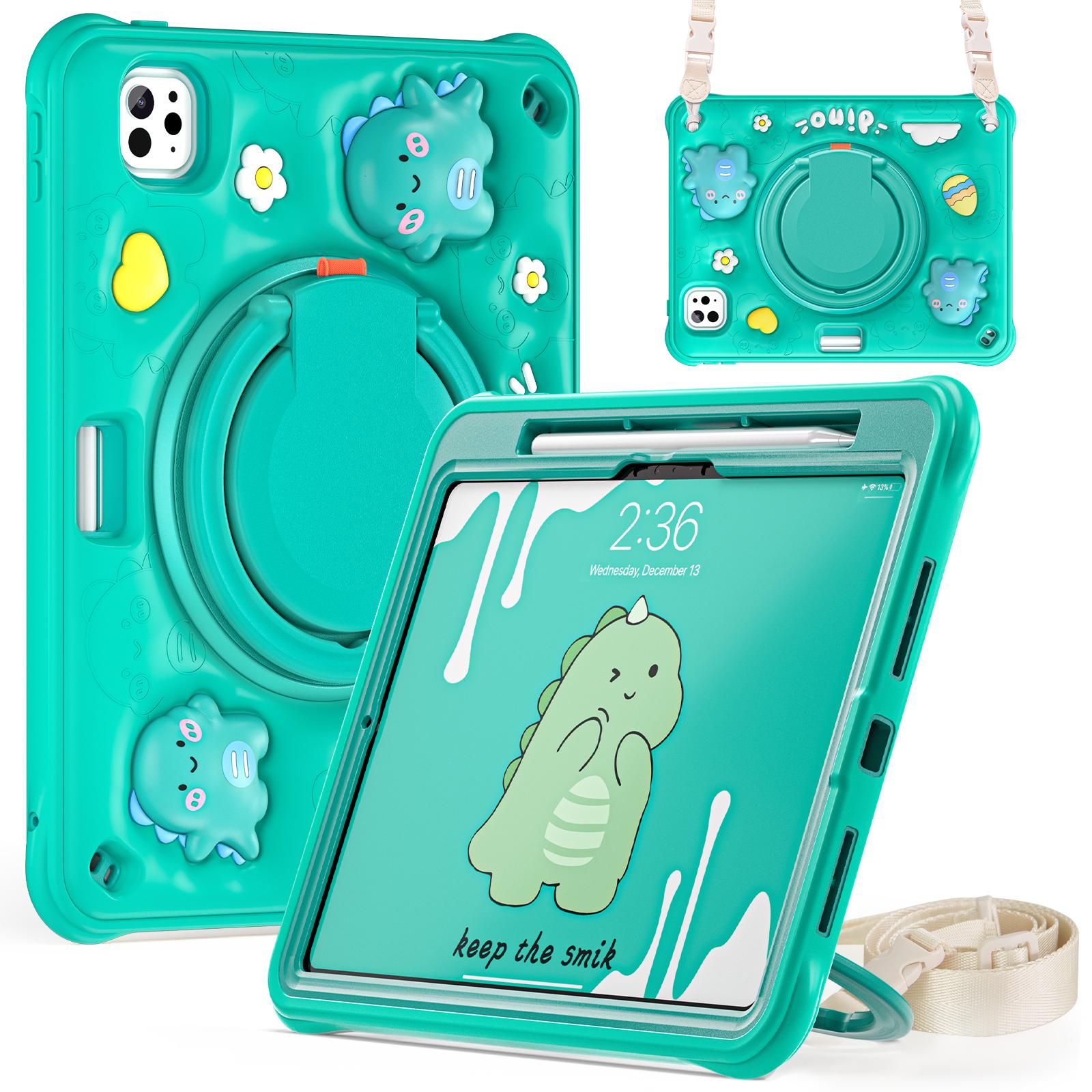 

Handle Grip Case Universal for IPad Pro11 2025 M5 2024 M4 A3357 A3358 A3359 A2836 A2837 A3006 Rotating Stand Kids Cartoon Cover iPad Pro 11 2024 M4