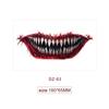 Halloween Mouth Tattoo Scary Clown Face Stickers Creepy Temporary Tattoos Waterproof Party Makeup Costume Props