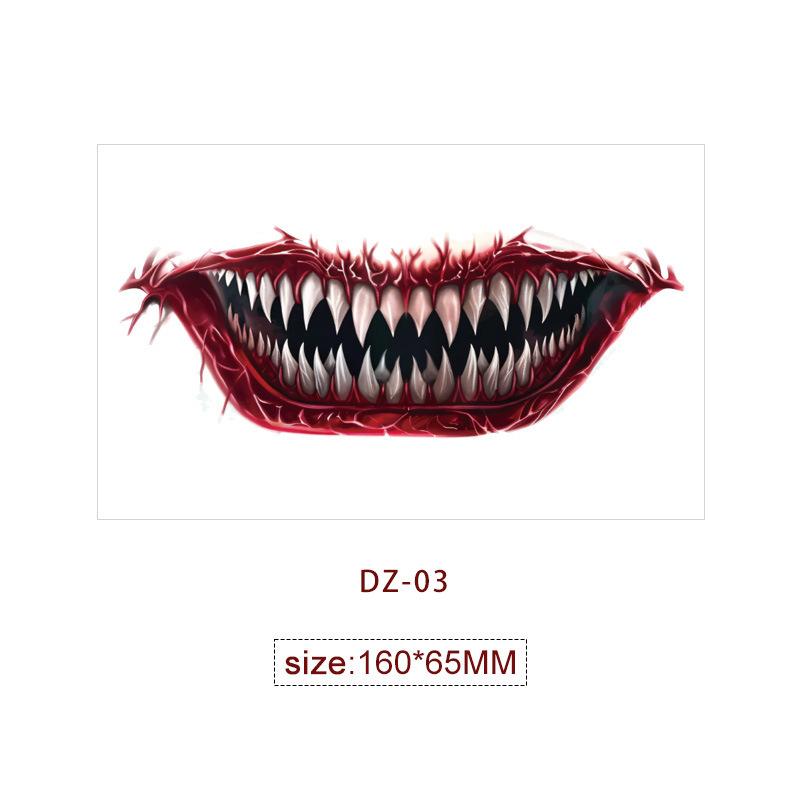 Halloween Mouth Tattoo Scary Clown Face Stickers Creepy Temporary Tattoos Waterproof Party Makeup Costume Props
