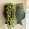 Adornos de Peces Estilo Rústico Macetero de Pared sin Taladro Cerámica Floral Decorativa Única Exterior
