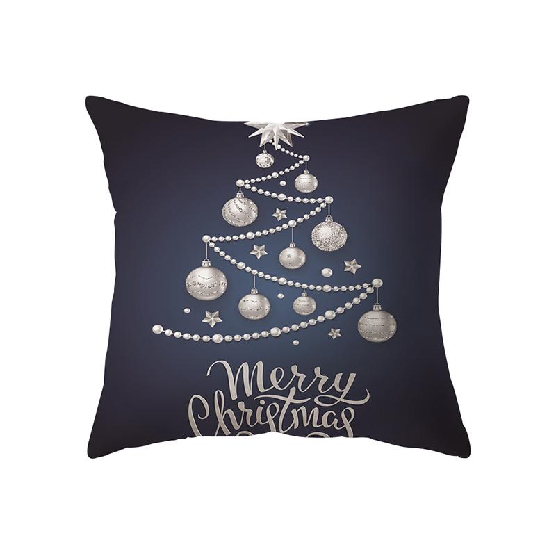 Christmas Theme Christmas Tree Decoration Printed Pattern Polyester Cushion Cover Home Living Room Sofa Decoration Pillowcase