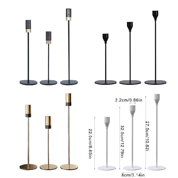 Iron Candle Holders Set 3Pieces French Type Elegant Candle Stands for Creative Inviting Space Decoration Elegant