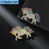 1/2 Pcs Fashion Rhinestones Alloy Horse Brooch Zodiac Pony Pins Women Men Clothing Accessories Suit Lapel Corsage New Year Gifts