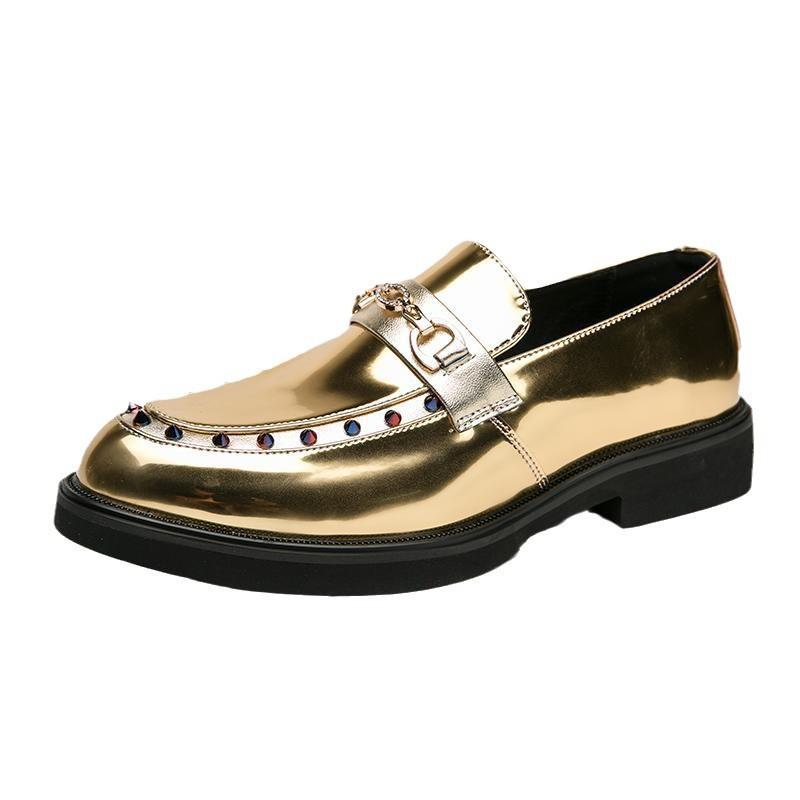 Large Size 46 Pointed Leather Shoes Men's Rivets Small Leather Shoes Men's Business Dress Casual Shoes Men's Hairstylist Men's Shoes