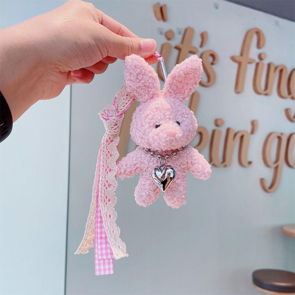 Cute Rabbit Plush Bag Pendant Bow Ribbon Rabbit Plush Doll Rabbit Doll Charm Daily Carry