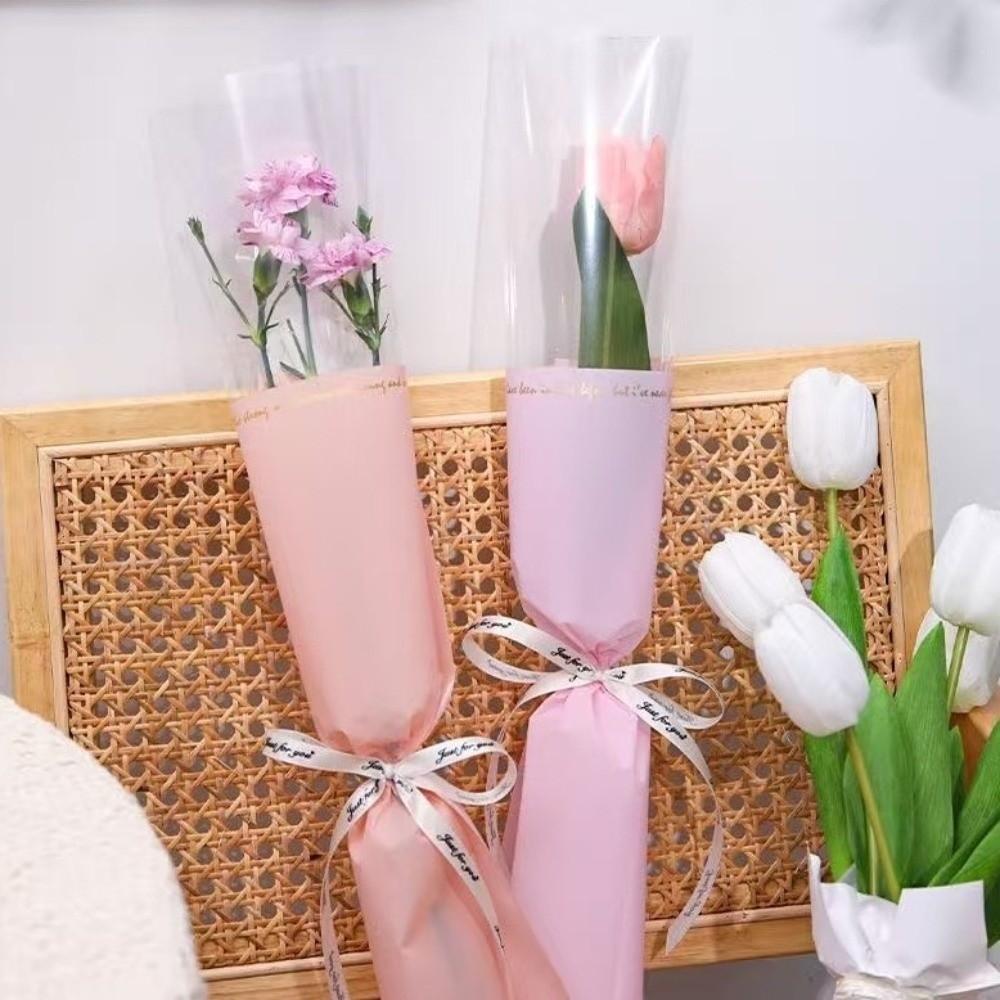20 Pieces Romantic Single Flower Wrapping Bags Waterproof Bouquet Packaging Bag Graduation Party