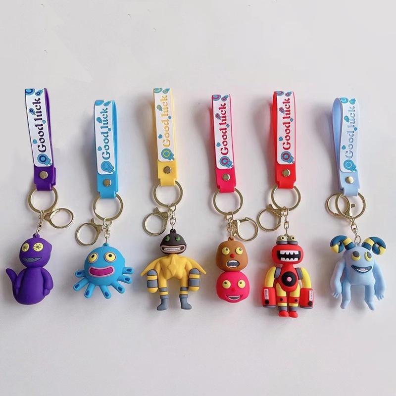 Singing My Monsters Keychain Cartoon Design Pvc Material Bag Accessory Kids Gift
