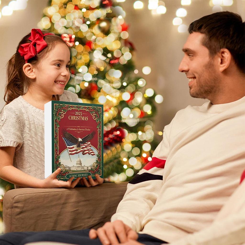 2025 Christmas Advent 2025 Collectible 2D Pendant 24-Day Holiday US Landmarks Pendant Calendar For Window Door Tree Bag Purse