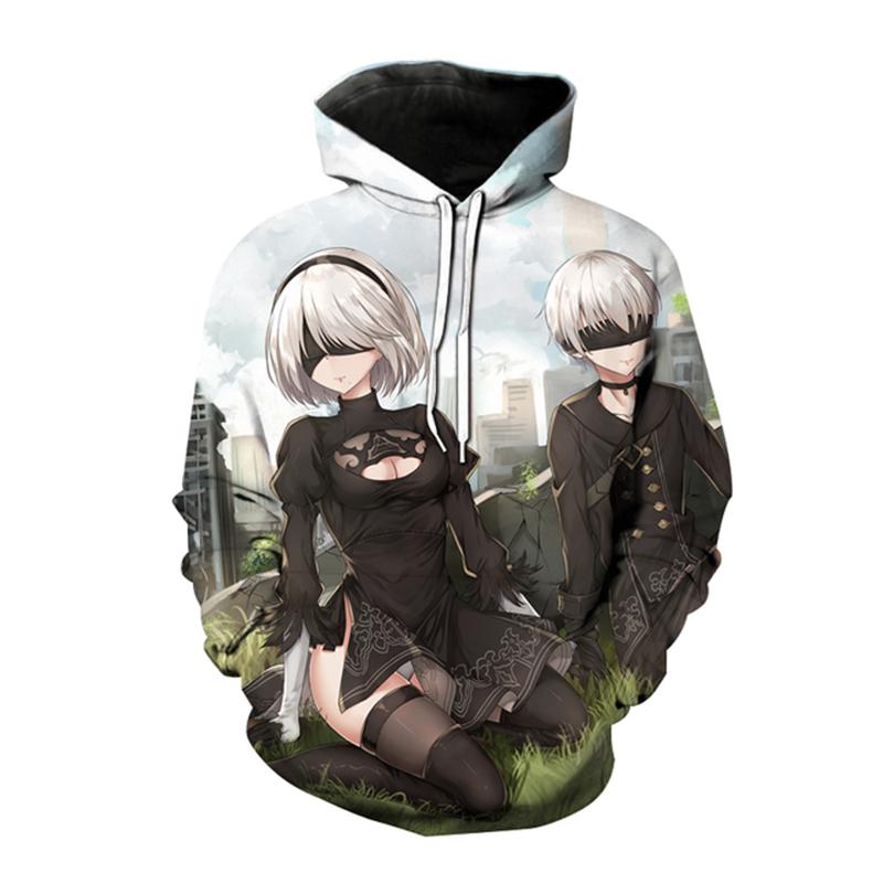 Nier Automata Hoodies Anime Game 3D Print Sweatshirt Men Women Fashion Oversized Hoodie Harajuku Pullover Coat