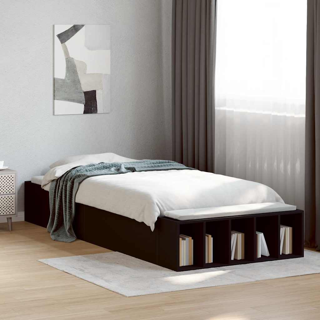 Bed Frame Black 75 x 190 cm Particleboard