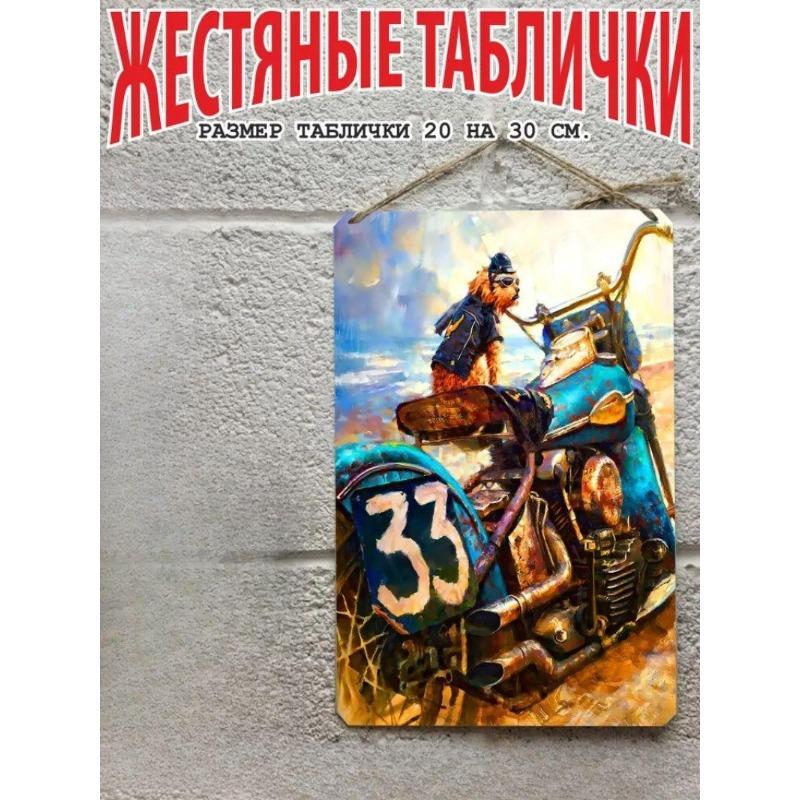 Motorcycle Metal Wall Art 20x30cm, Vintage Bike Decor Plaque