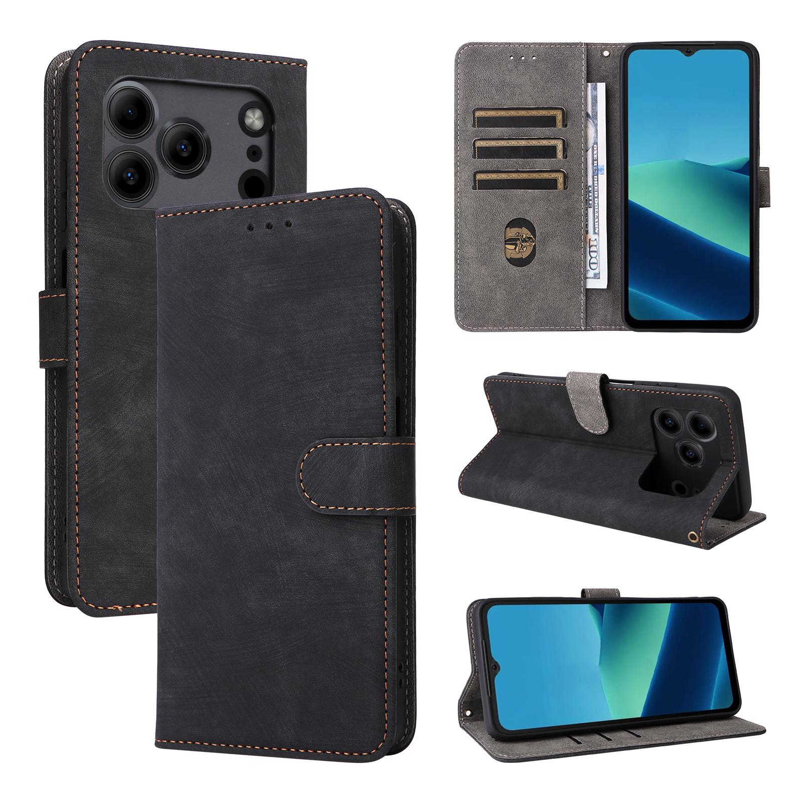 

Чохли-книжки для Doogee Note 56, Note 56 Pro зі штучної шкіри, повний захист корпусу, протиударний, міцний, ретро чохол для телефону чорний