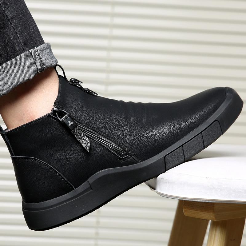 High-top wool leather boots men's cotton shoes fleece warm cowhide men's shoes leather shoes durable Martin boots men
