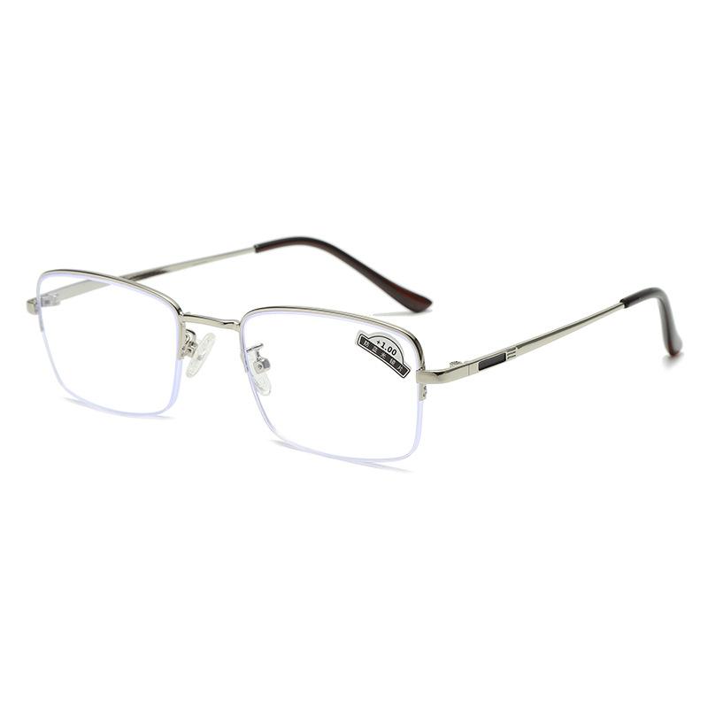 Metal Half-Frame Anti-Blue Men'S Reading Glasses Plain Reading Glasses Women'S Ultra-Light Elderly Reading Glasses
