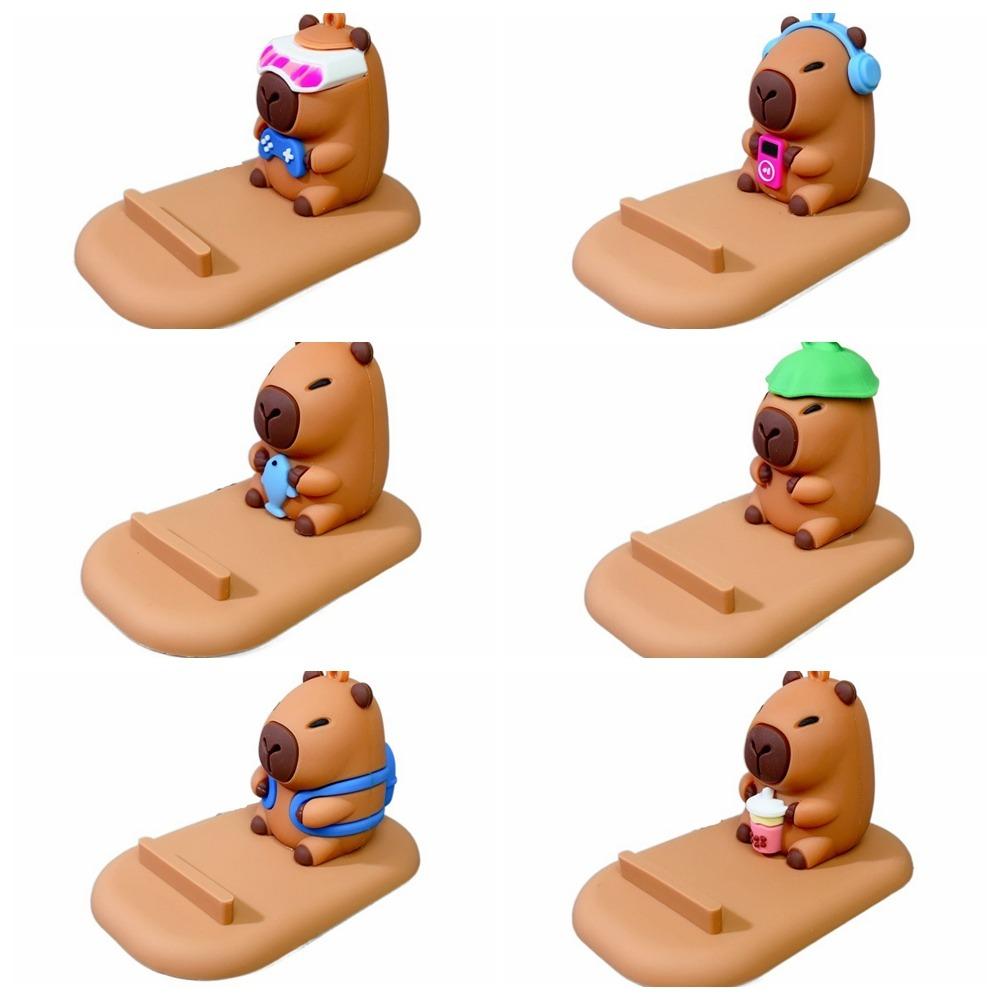 PVC Doll Capybara Phone Holder Figure Model Capybara Cell Phone Bracket Small Gifts