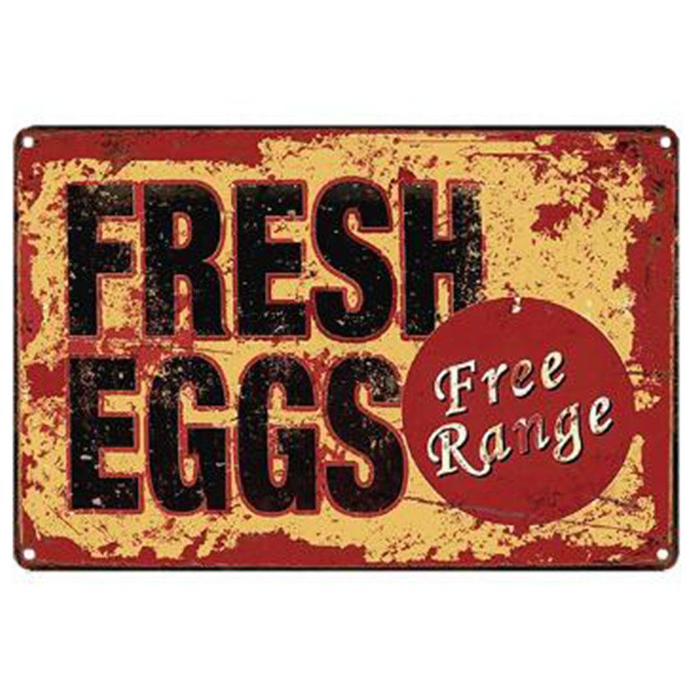 Mfoever Chicken Egg Shabby Chic Poste Tin Signs Metal Plate Farm Fresh Eggs Metal Tinplate Sign Poster xcm
