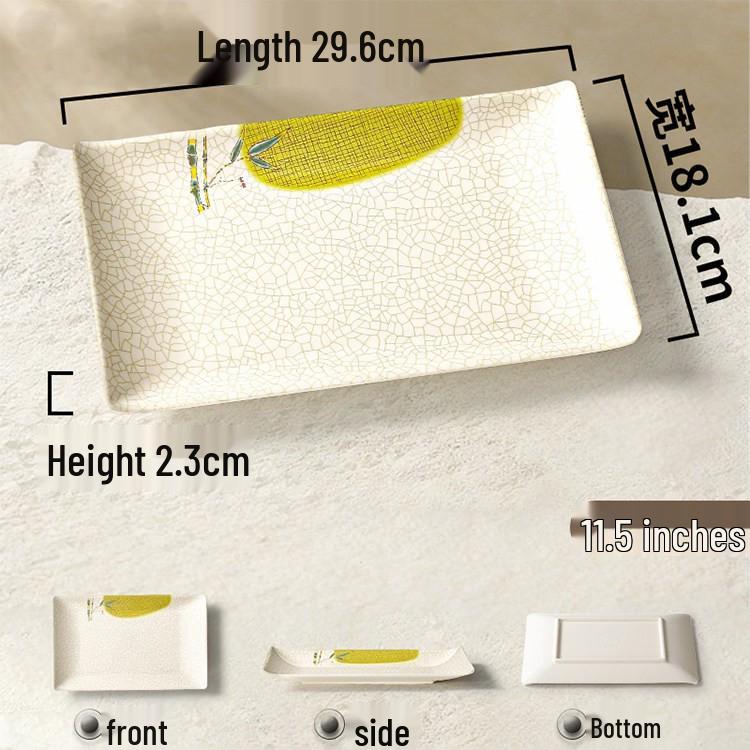 Melamine Rectangular Porcelain-Style Plate for Hot Pot & Side Dishes