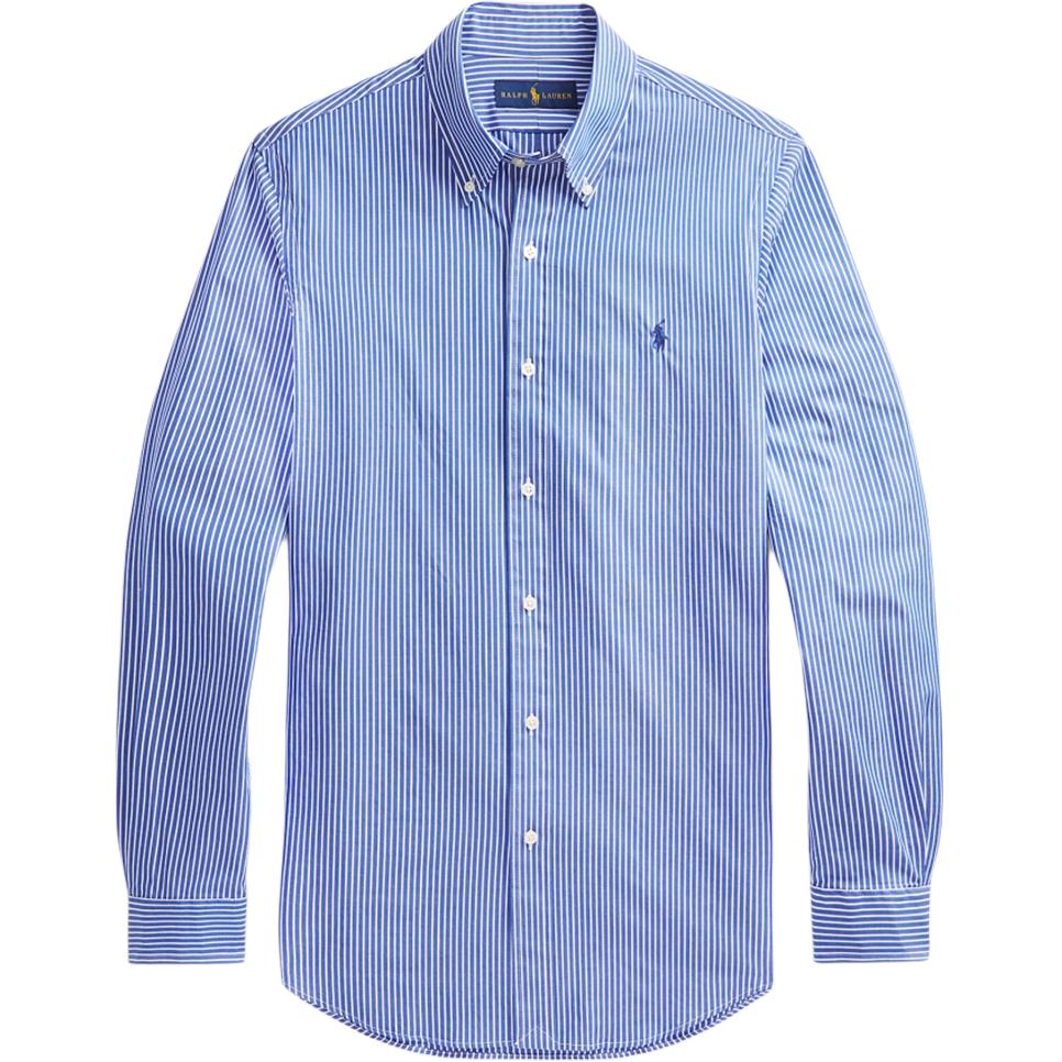 

Polo Ralph Lauren Рубашка с длинным рукавом из эластичной ткани в полоску с вышивкой логотипа пони Мужские рубашки Синий Белый 710815617-006 XL