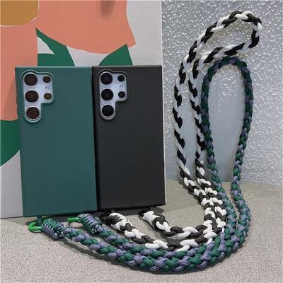 Crossbody flätad linyard repfodral för Samsung S24 Ultra S23 FE S22 S21 Plus S20 FE A15 A05 A35 A55 A54 A34 A33 A53 A73 A52 A72 Mjukt skydd