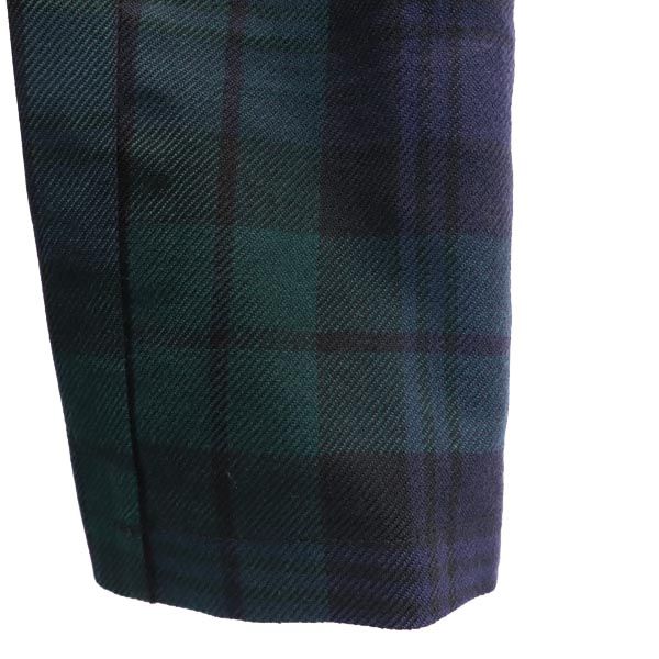 Mackintosh check Long sleeve Stainless collar coat 34 green x blue Women Used