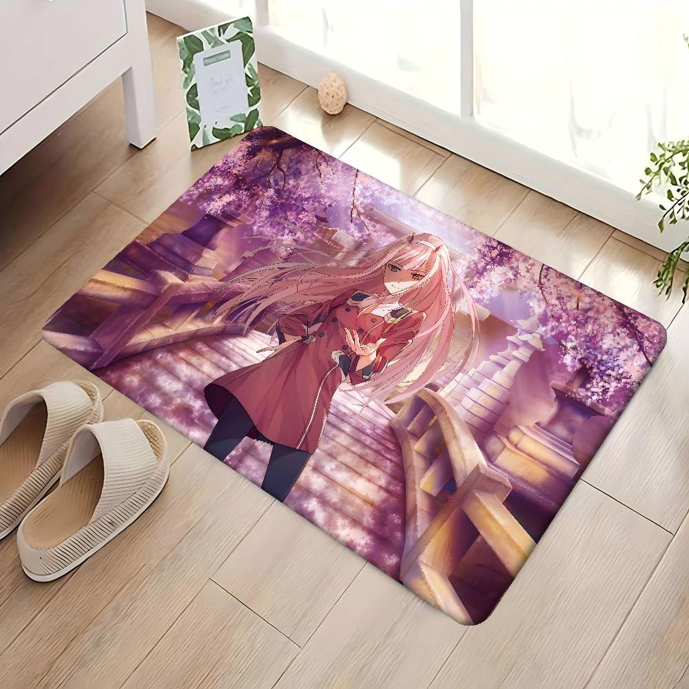 Anime Zero Two Rubber XXL PC Bathroom Mat Anti-slip Absorb Water Long Strip Cushion Bedroon Mat Welcome Doormat