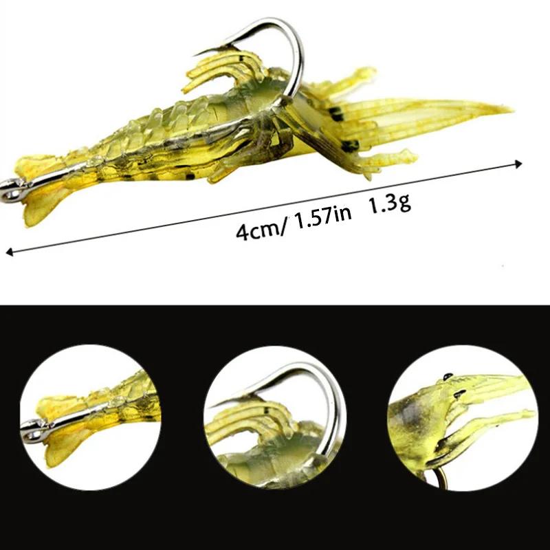 10/20PCS Artificial Soft Shrimp Lure Worm For Fishing Bait 1.3g/4cm Hook Sharp Crankbait Lures Silicone Shone Prawn Bait