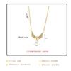 Women Light Luxury Minimalist Angel Wing Moonstone Drop Pendant Titanium Steel Clavicle Necklace