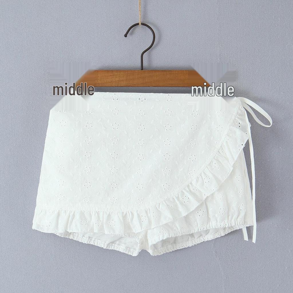 Lace Trim Bubble Sleeve Top & Skort Set - Women's Summer Two-Piece
