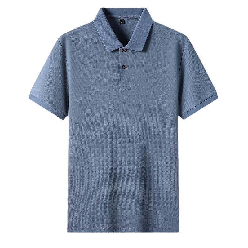 Poloskjorte herre T-skjorte Kortermet sommer Ensfarget Business Casual Lapel Mercerized Cotton Halvermet T-skjorte for menn for menn