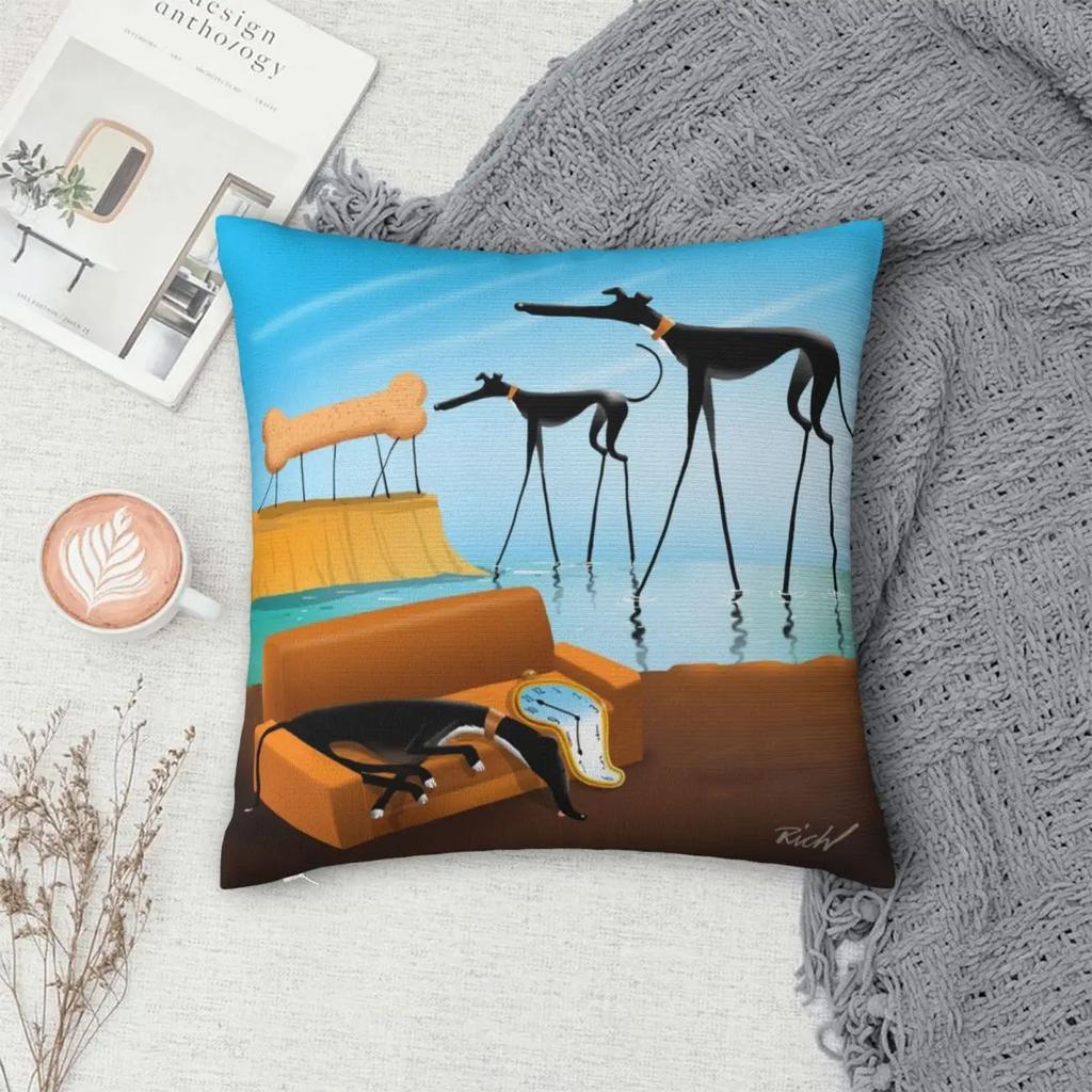Greylvador Dali  Pillow Cases Greyhound Whippet Lurcher Dog Cushion Covers Novelty Zipper Decorative Pillowcover for Sofa