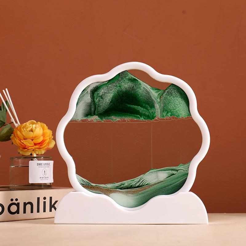 Sandscape Moving Sand Art Picture Quicksand 3D Liquid Hourglass Deep Sea Flowing Sand Painting Frame Office Home Decor Gifts