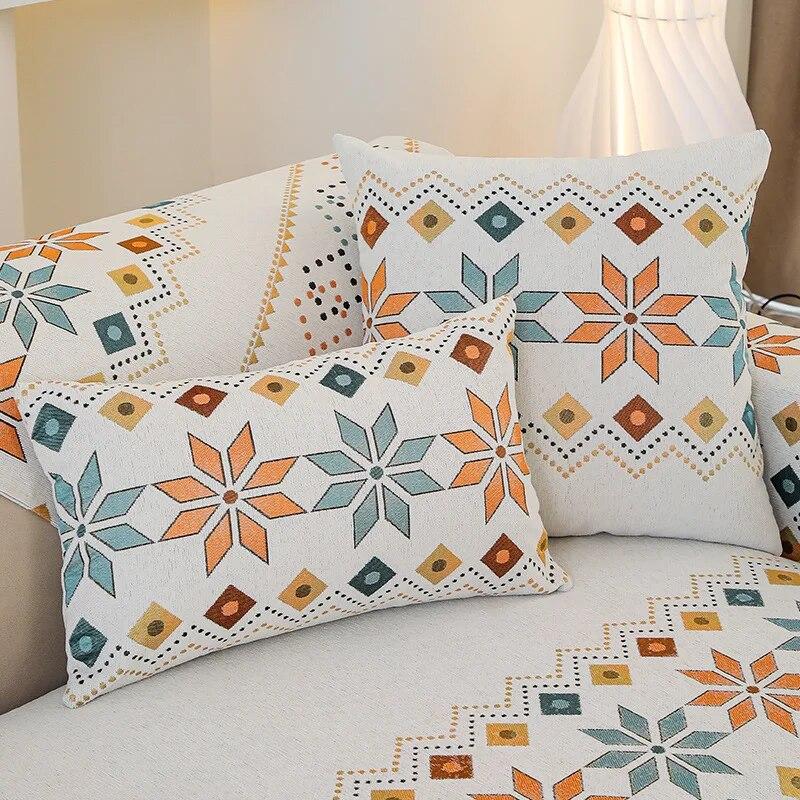 Bedruckter Sofabezug, Chenille, gewaschenes Sticken, Wohnzimmer-Sofa-Rückenkissen, rutschfest, einfache Möbel, staubdicht, vollständiger Bezugsstoff