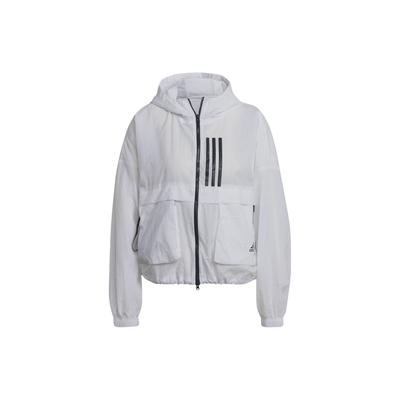 Gestreifte Kapuzen-Freizeit-Sportjacke Damenjacke Weiß H40963