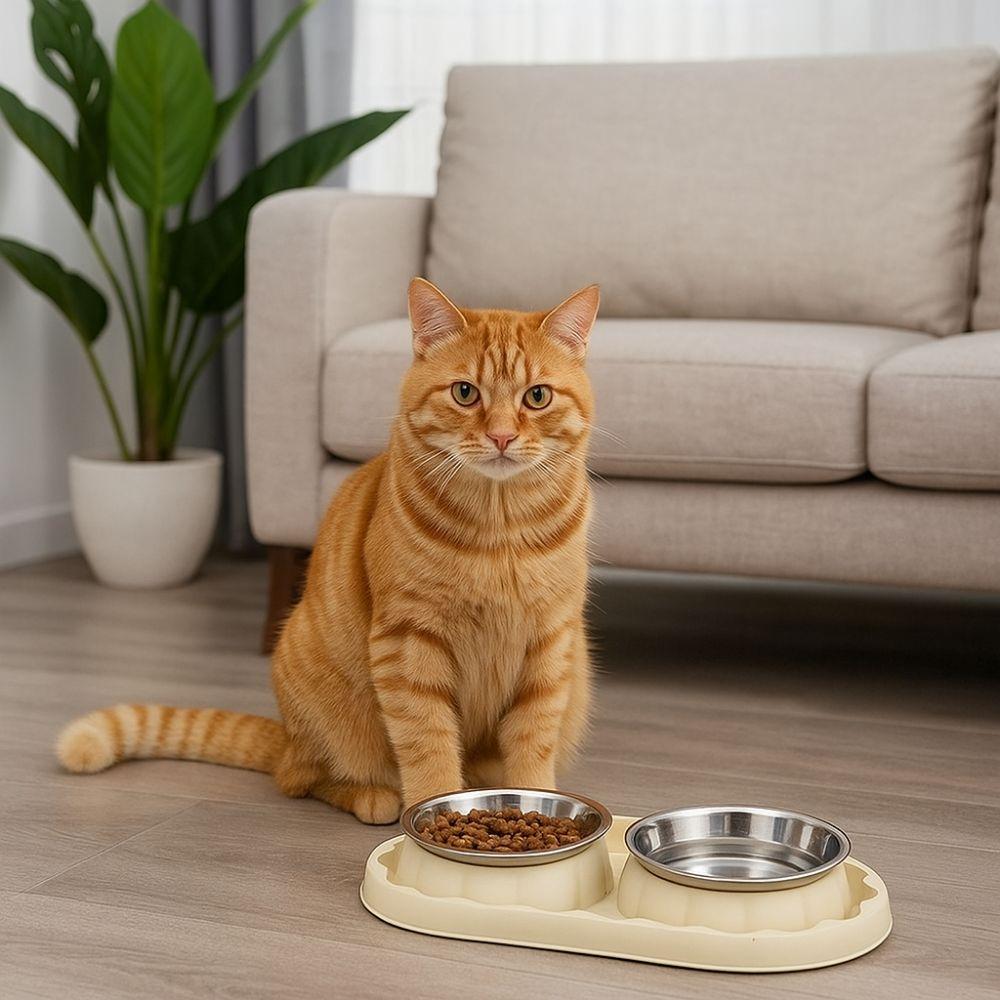 Stainless Steel Pet Food Bowl Leakproof Pet Dog Feeder Simple Dog Food Dispenser  For Cats Dogs