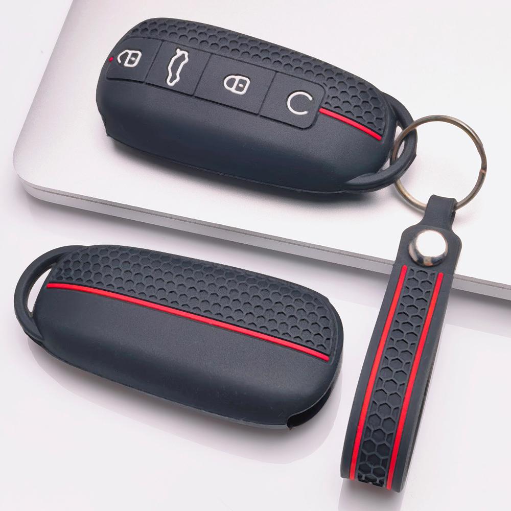 Honeycomb Silicone Key Fob Strap for Chery Tiggo 7 Pro Arrizo 8 OMODA 5 Jetour Traveler Honeycomb Texture Racing Stripe Detachable Keychain Holder