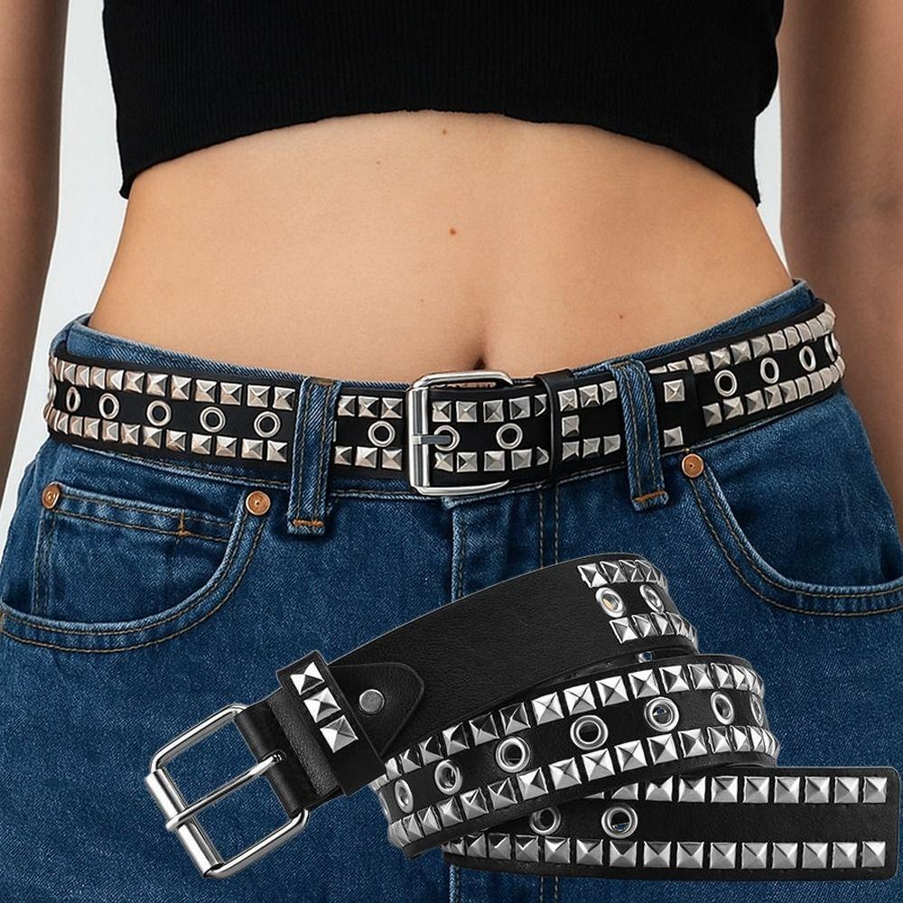 Luxury Design Business Waist Belt Pin Buckle Punk Waistband Rivet Belt  Paired with Skirts Jeans