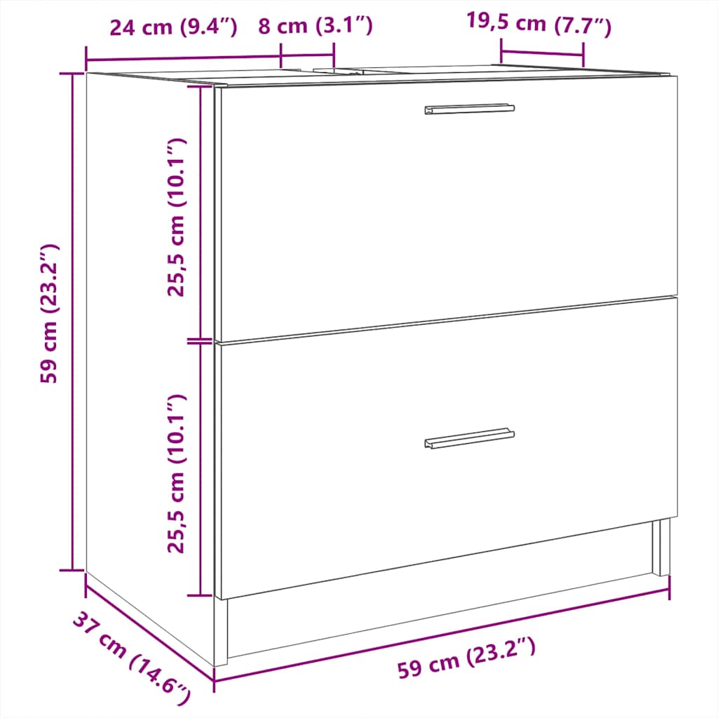 Bathroom Vanity Cabinet White 59 x 37 x 59 cm Particleboard