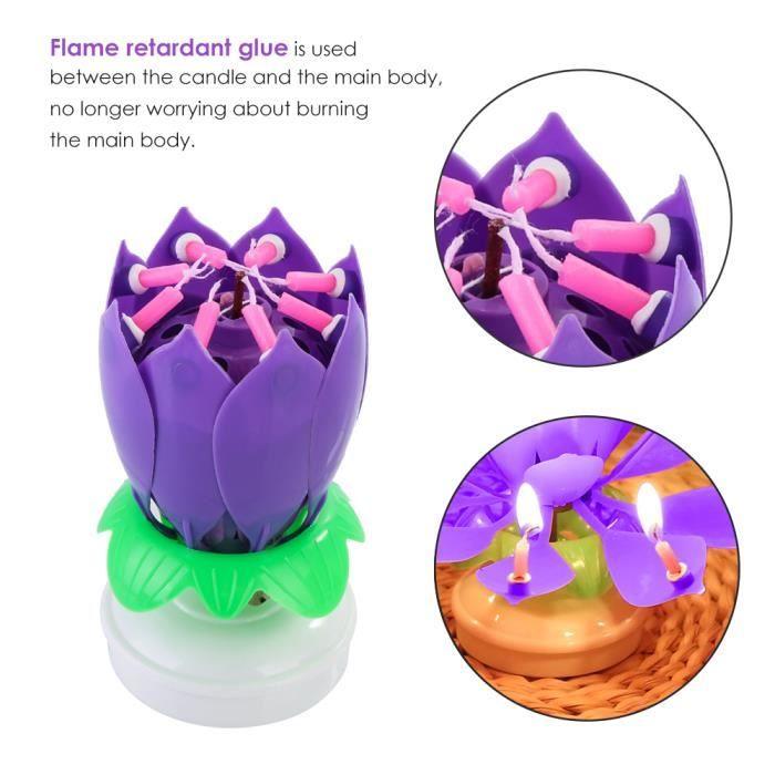 Figurine pour gâteau - Innovantes - Fleur De Lotus - Musicale - Tournante - Avec 8 Bougies