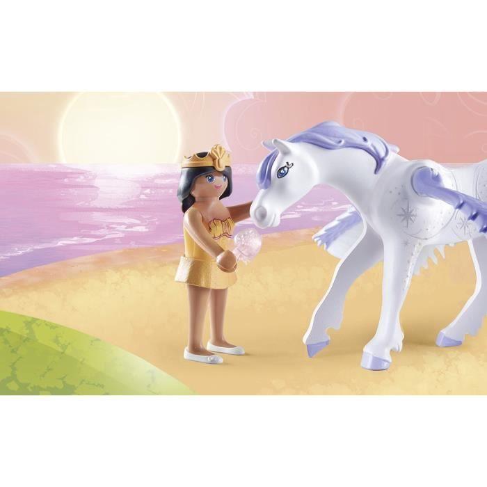 PLAYMOBIL 71361 Cheval Ailé À Décorer Avec Princesse, Princess Magic, Chevalier Et Arc-en-ciel, Dès 4 Ans