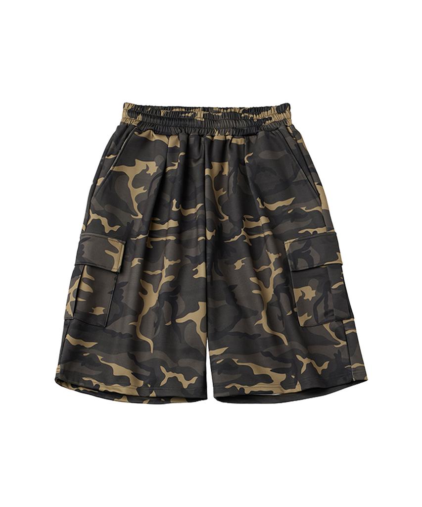 DANGLEDROP Dgdp Bermuda Camo Point Cargo Sweat Shorts_Khaki