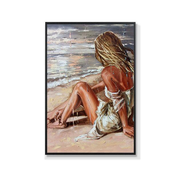 Modern Abstract Sexy Woman Posters Prints Beach Swimming Wall Art Picture Canvas Painting for Living Room Home Aesthetic Decor