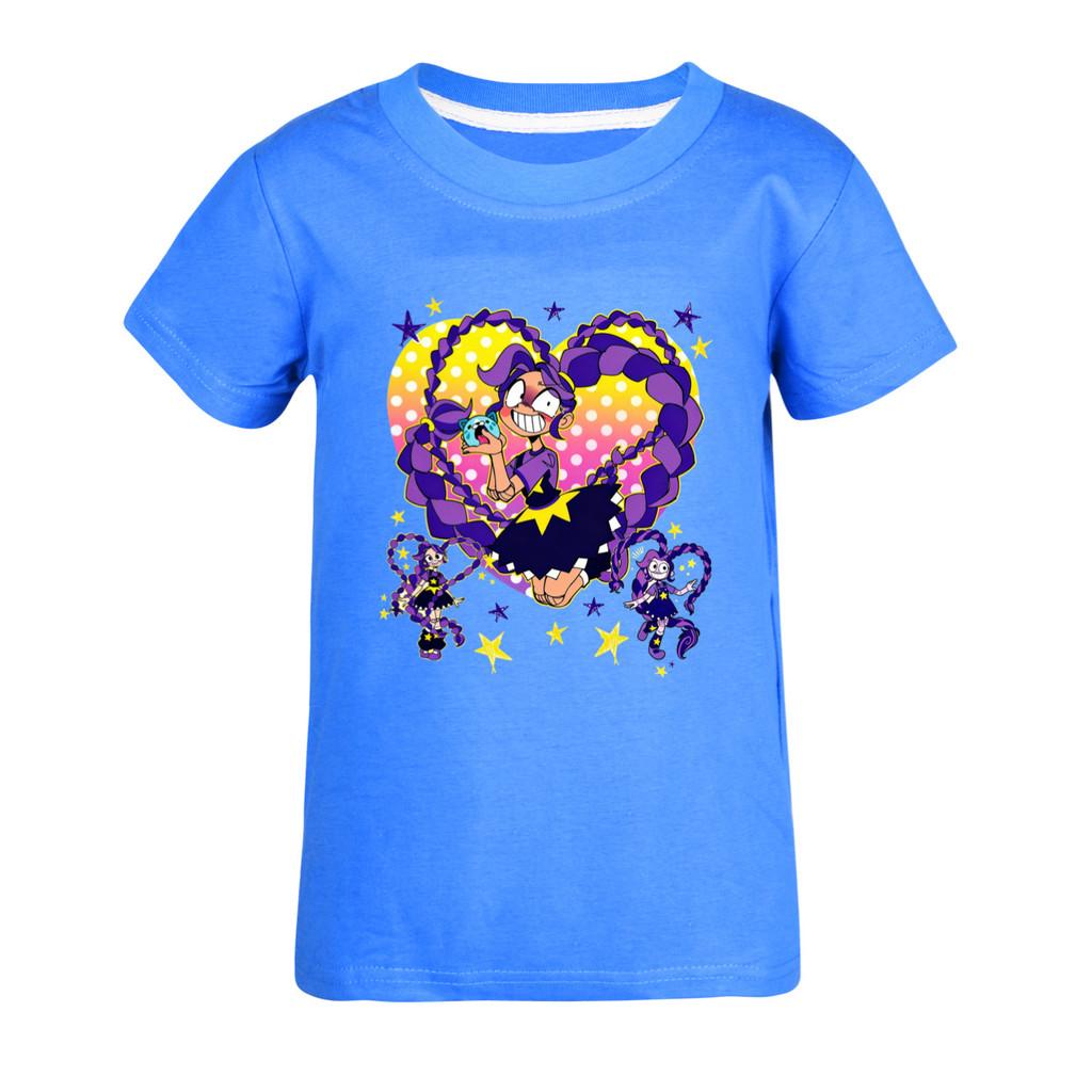 5598 Kinderen Meisjes Lily Liefde Vlechten Print Katoen Korte Mouwen T-shirt