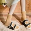 Non Slip Winter Hosiery Thickened Imitation Mink Velvet Socks for Women, Soft Plush Socks, Thermal Warm Crew Solid Color Cozy Home Indoor Living Room
