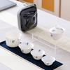 Dehua White Porcelain Suet Jade Travel Tea Set Outdoor Portable Tea Set Car Out Kung Fu Tea Set Storage Bag