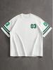 Pattern Round Neckline And Short Sleeves T-shirt, Casual Sport Style, Summer, Streetwear, City Trip, White