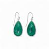 Green Chalcedony Teardrop Earrings, 925 Sterling Silver Ear Wire