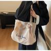 Korean Style Large Embroidered Canvas Shoulder Bag for Women - 2025