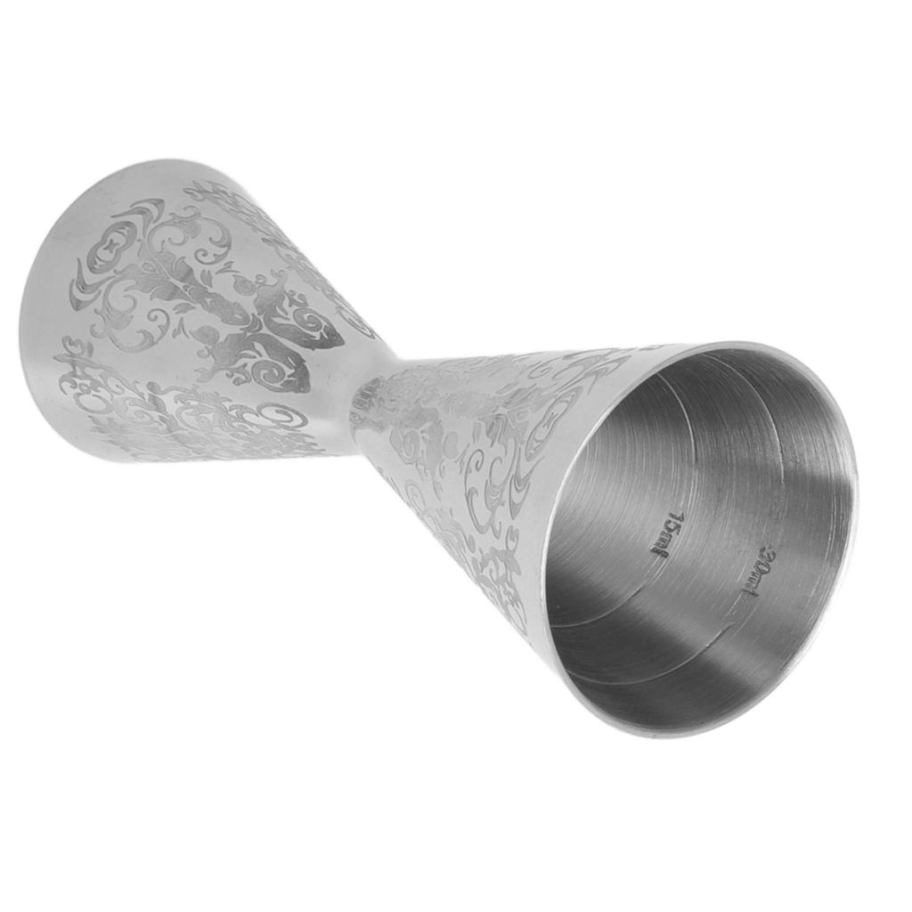 Double Head Cocktail Jigger Integrated Bartending Measuring Cup Engraved Stainless Steel Measuring Jigger for Home Bar