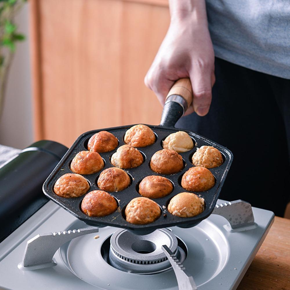 Sartén para Aebleskiver de 14 Agujeros Antiadherente Parrilla Sartén para Tortitas Fabricante de Takoyaki Bolas de Ebelskiver/Tortitas